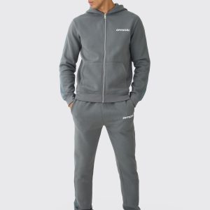Slim Fit Official Zip Through Mesh Panelled Hooded Tracksuit