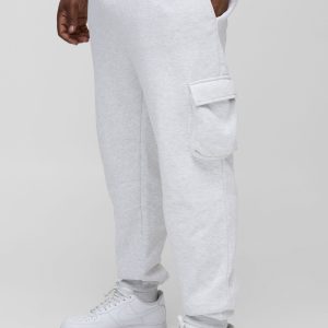 Plus Skinny Fit Cargo Joggers In Grey Marl