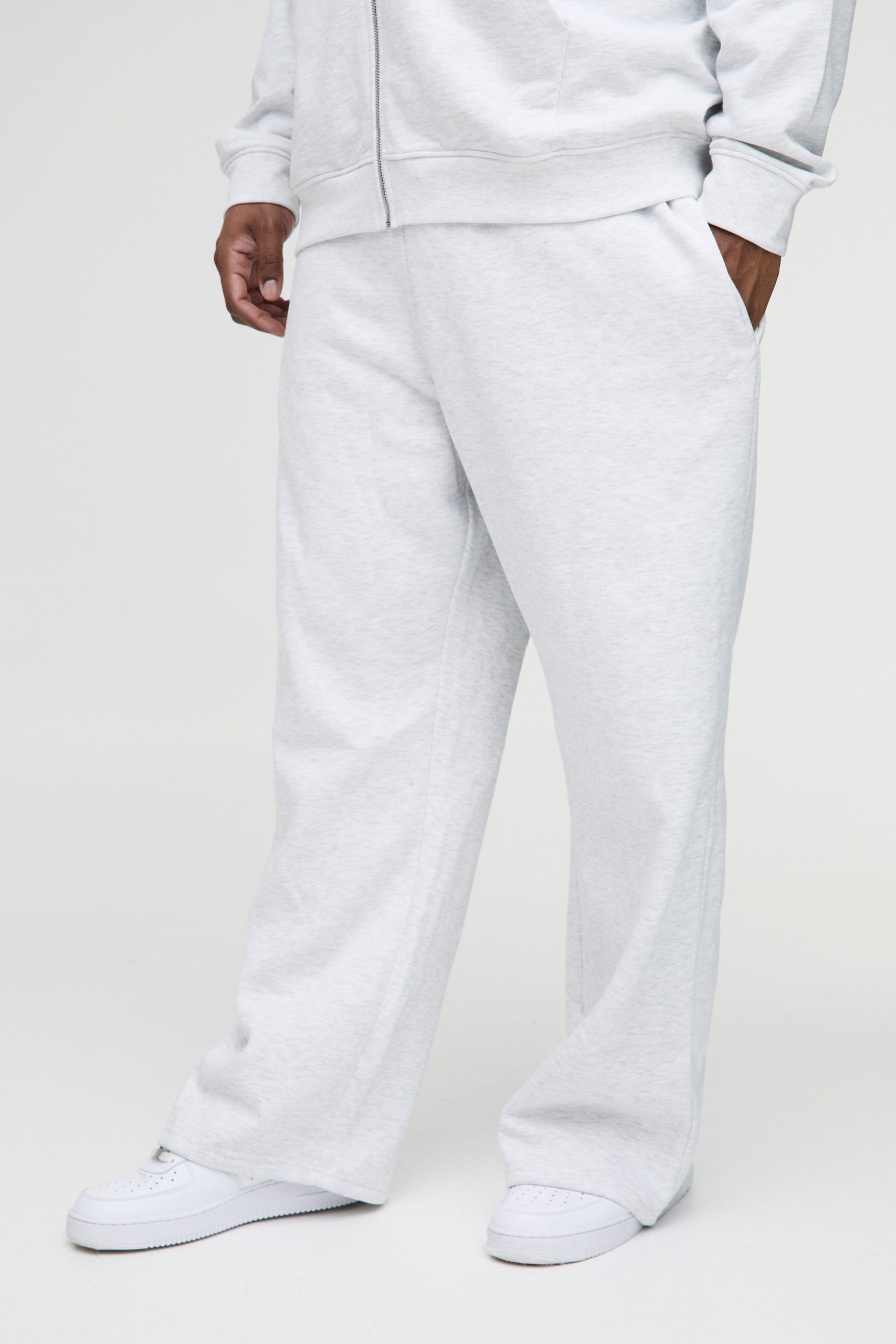 Plus Straight Leg Fit Joggers In Grey Marl