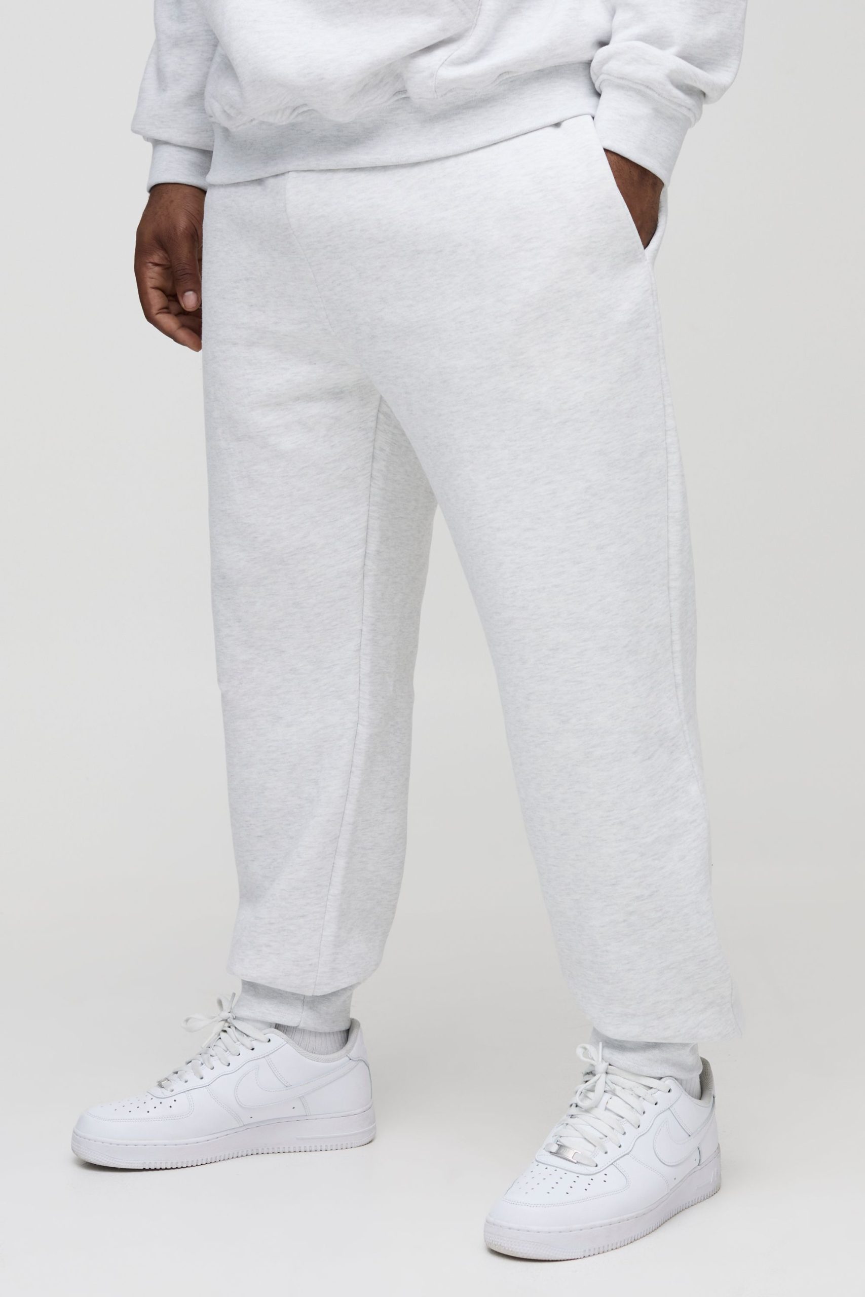 Plus Regular Fit Joggers In Grey Marl