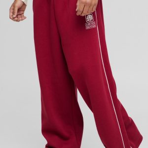 Extreme Wide Leg Printed Piping Jogger