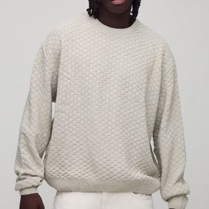 Oversized Boxy Basket Knitted Crew Jumper