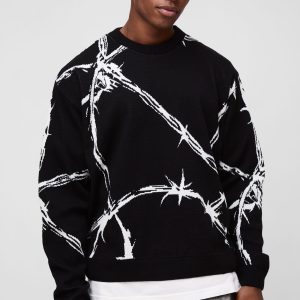 Oversized Boxy Barbed Wire Jacquard Knitted Jumper