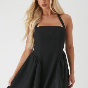Halterneck Voluminous Skirt Mini Dress