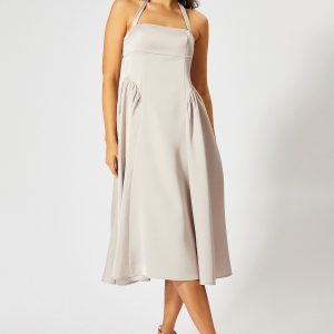 Satin Halterneck Midi Bridesmaid Dress
