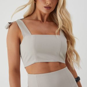 Tailored Tie Shoulder Square Neck Top