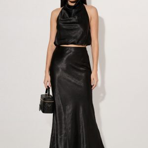 Premium Satin Draped Crop Top