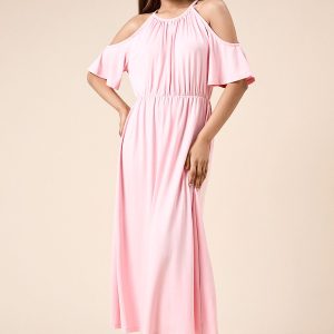 Petite Cold Shoulder Halterneck Midi Dress