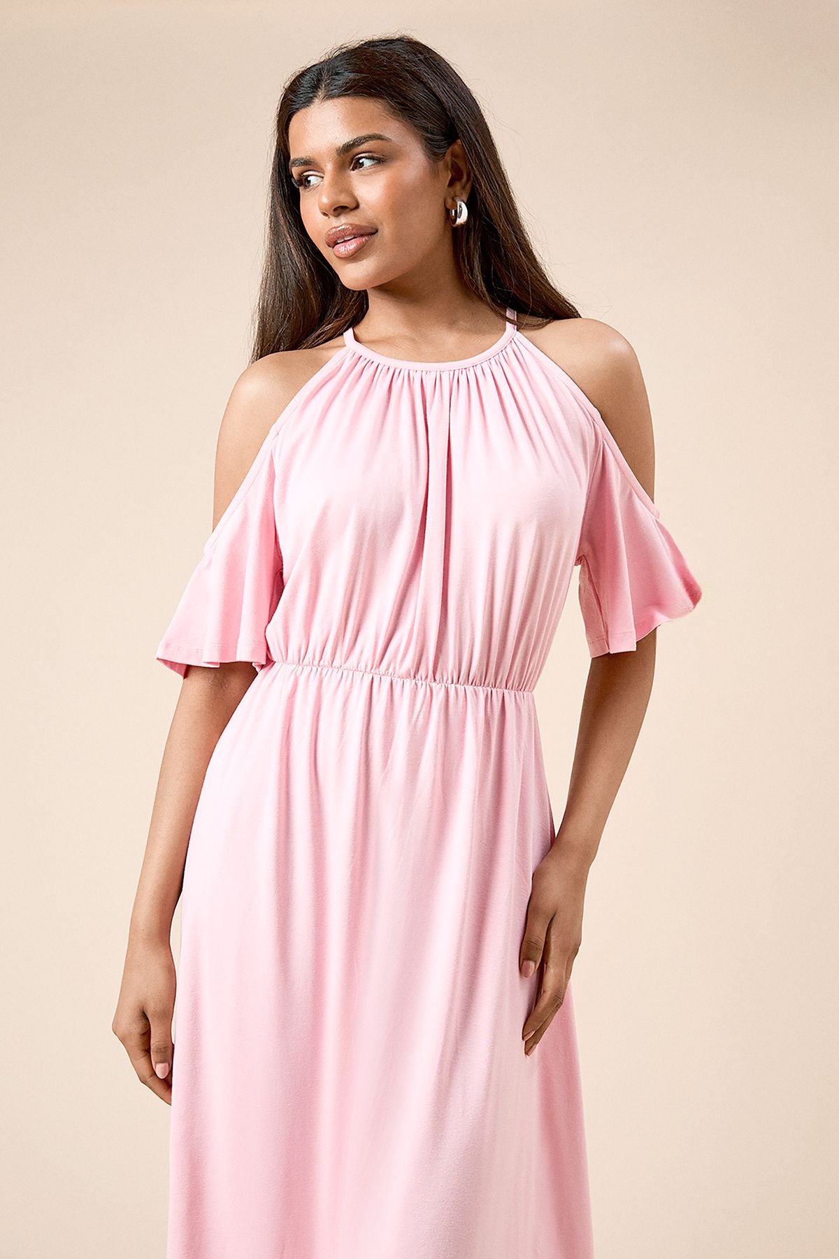 Petite Cold Shoulder Halterneck Midi Dress - Image 2