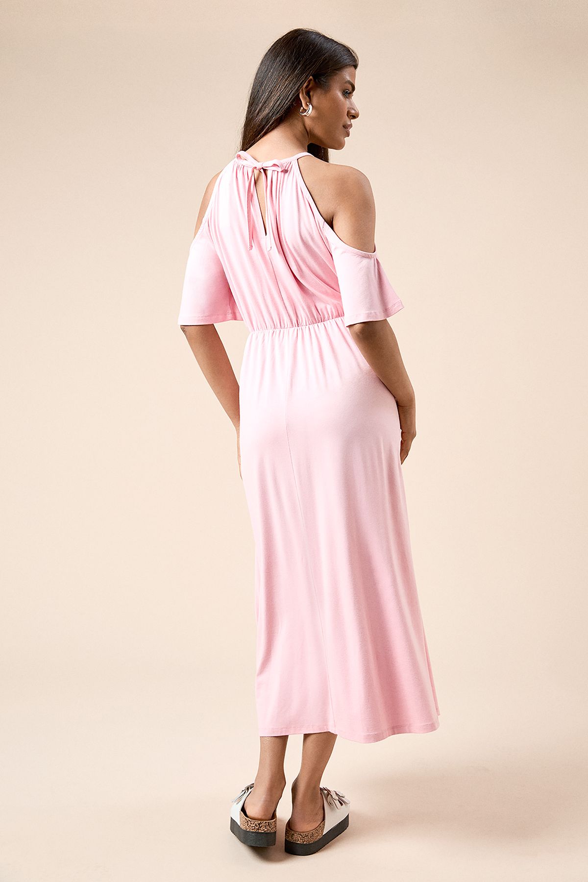 Petite Cold Shoulder Halterneck Midi Dress - Image 3