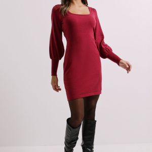 Square Neck Balloon Sleeve Dress