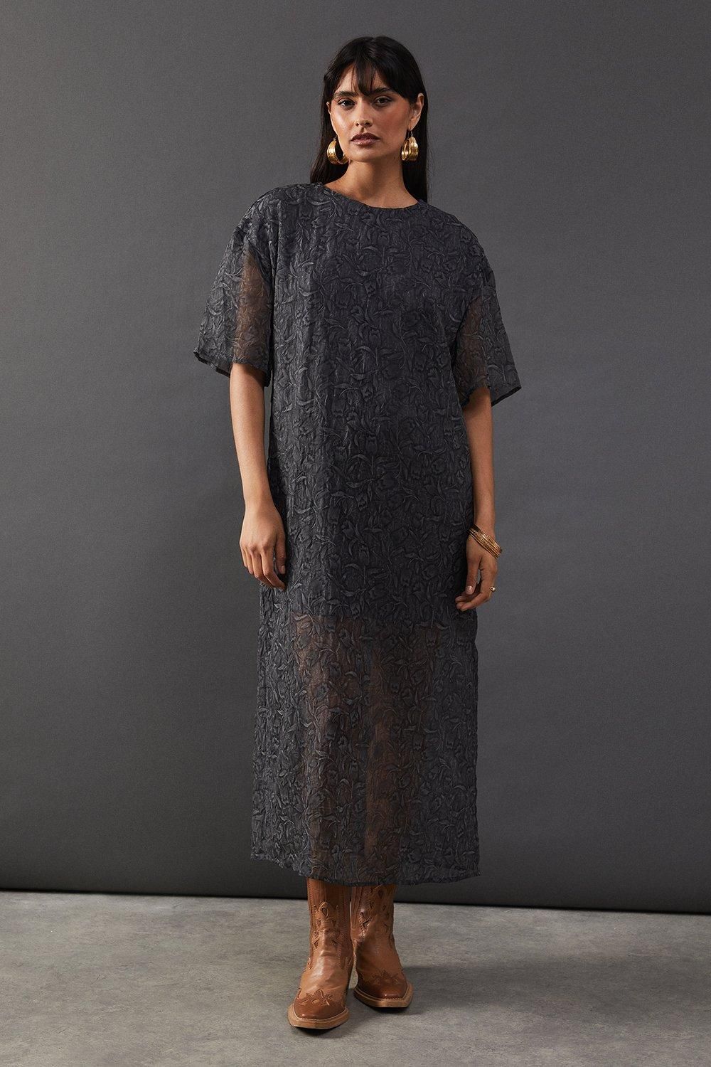Premium Tissue Organza Midaxi T-shirt Dress