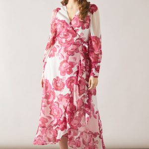 Floral Ruffle Wrap Maxi Dress
