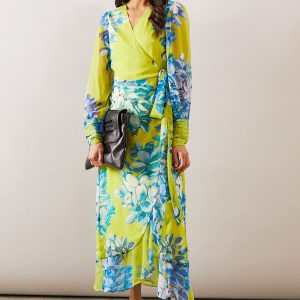 Floral Ruffle Wrap Maxi Dress