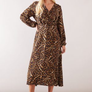 Petite Fixed Wrap Marocaine Midi Dress