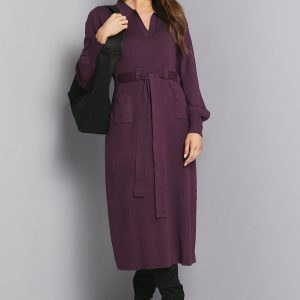 Collared Belted Midi Dress