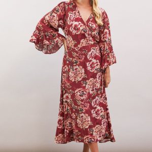 Petite Floral Print Viscose Wrap Dress