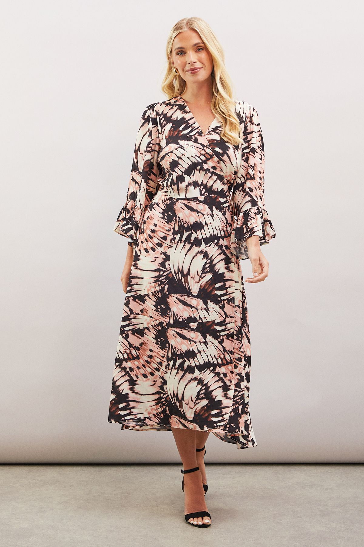 Petite Butterfly Print Viscose Wrap Dress