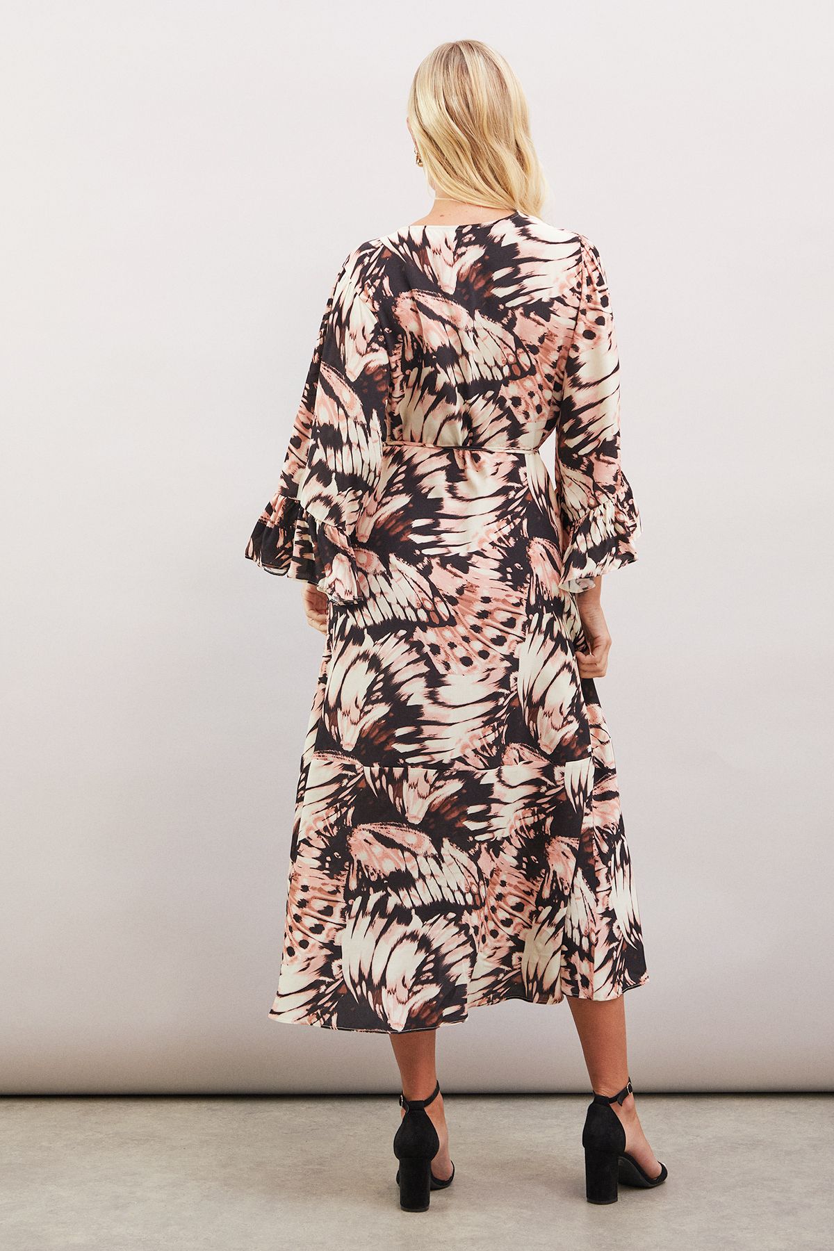 Petite Butterfly Print Viscose Wrap Dress - Image 3