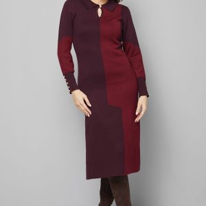 Collared Geo Knitted Dress