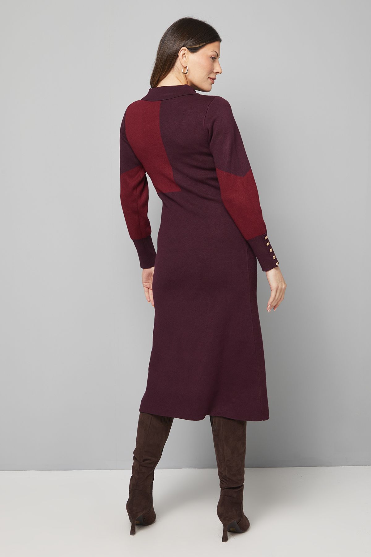 Collared Geo Knitted Dress - Image 3