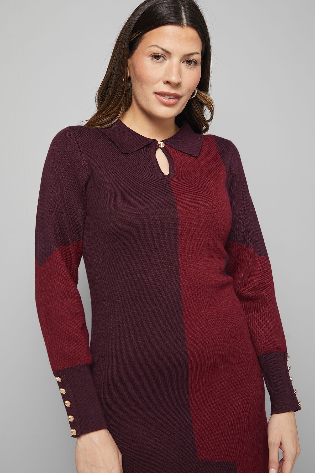 Collared Geo Knitted Dress - Image 4