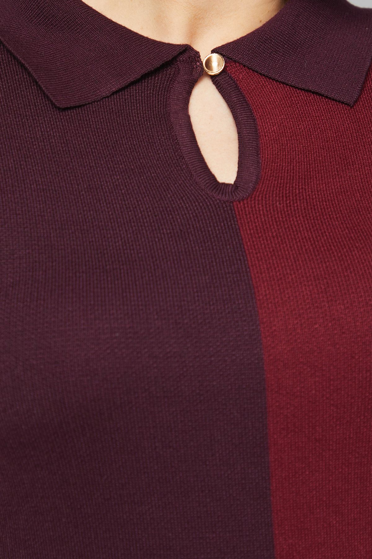 Collared Geo Knitted Dress - Image 5