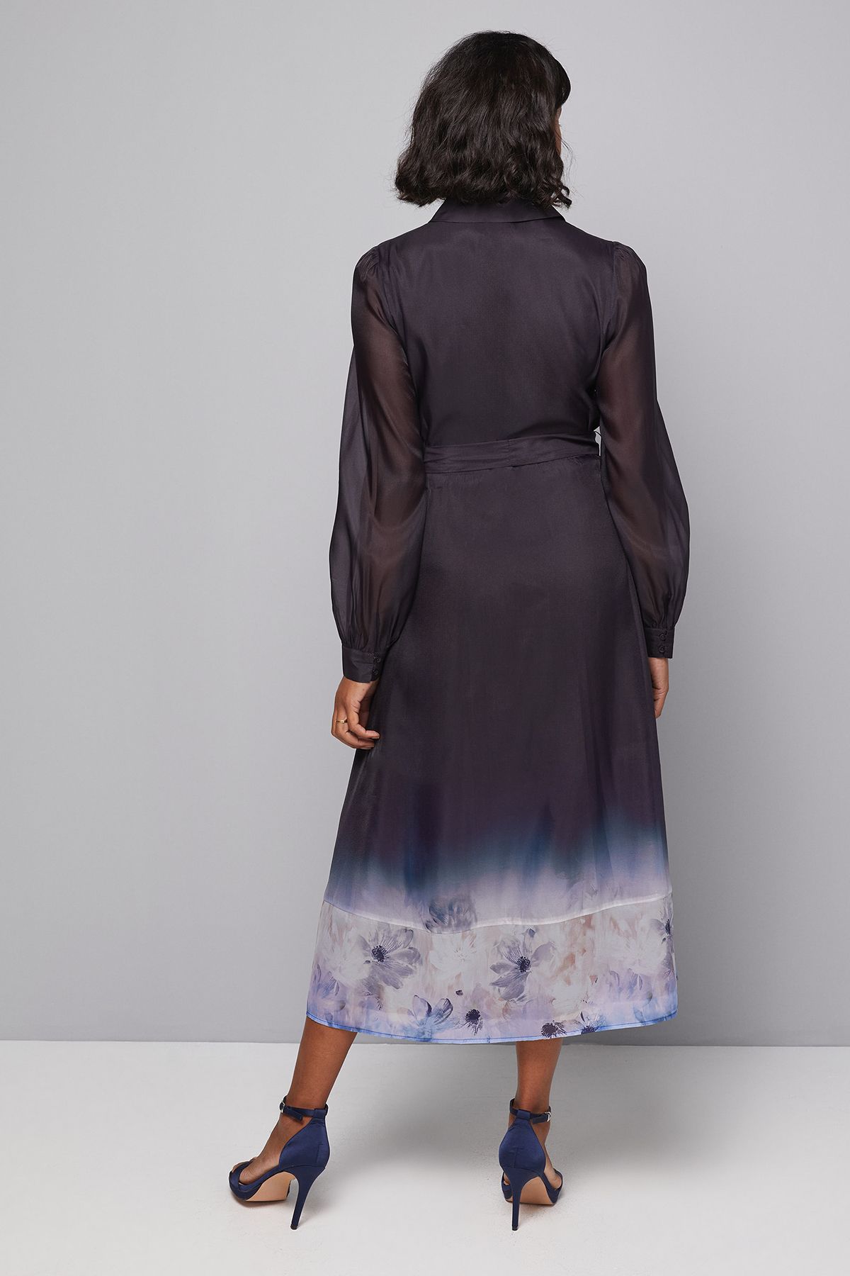 Organza Belted Shirt Dress - Image 3