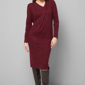 Tie Neck Knitted Midi Dress