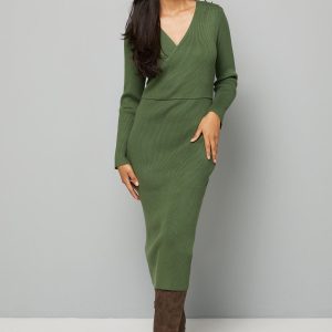 Petite Asymmetric Rib Knitted Dress