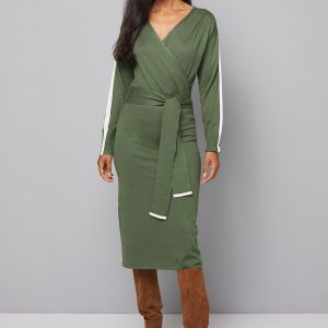 Wrap Tie Waist Knit Midi Dress