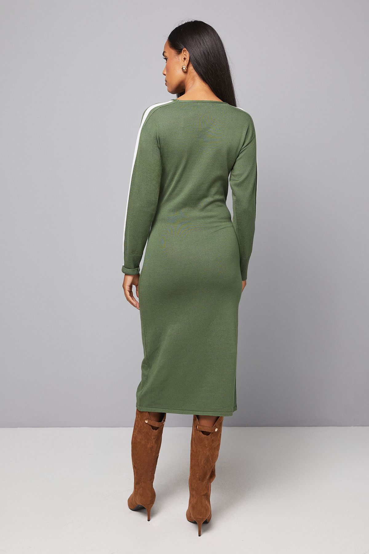 Wrap Tie Waist Knit Midi Dress - Image 3
