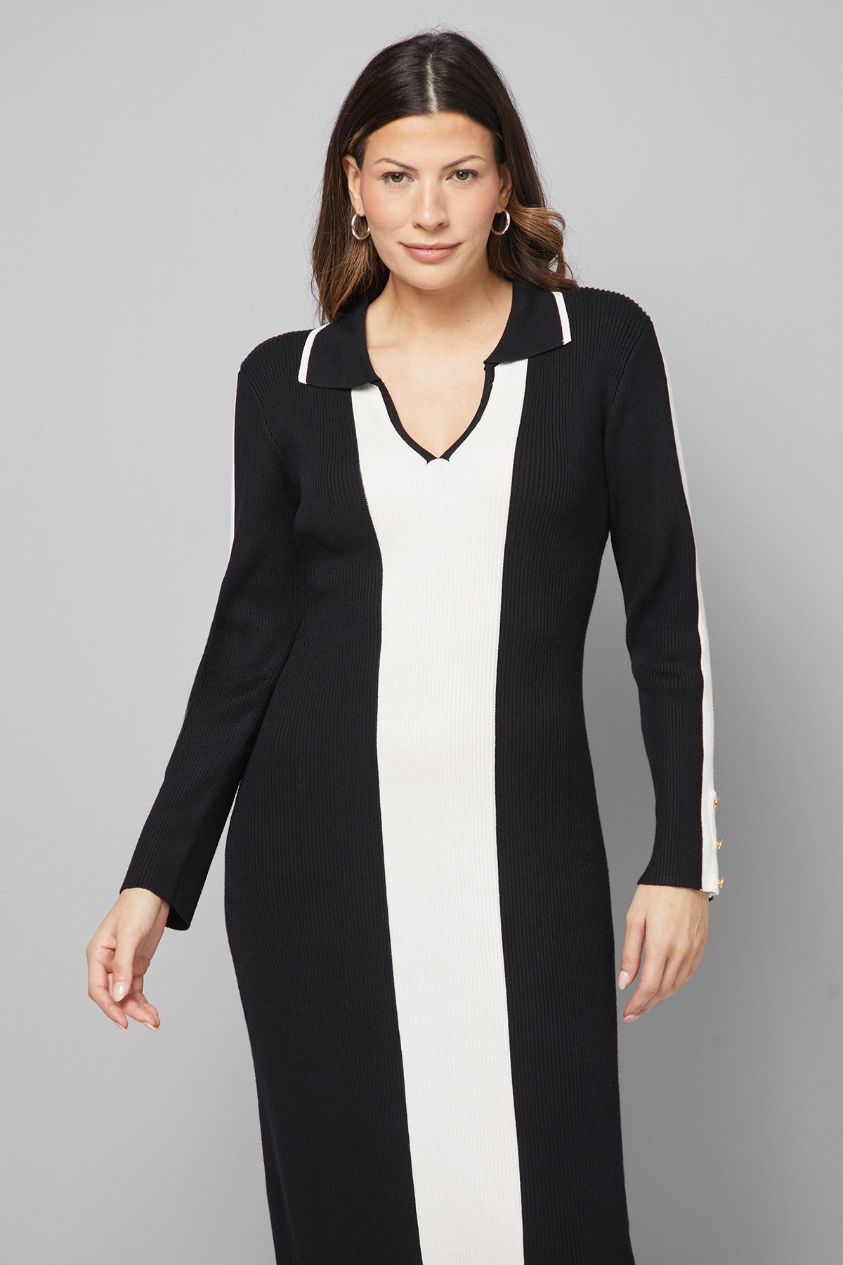 Colour Block Knitted Midi Dress - Image 2
