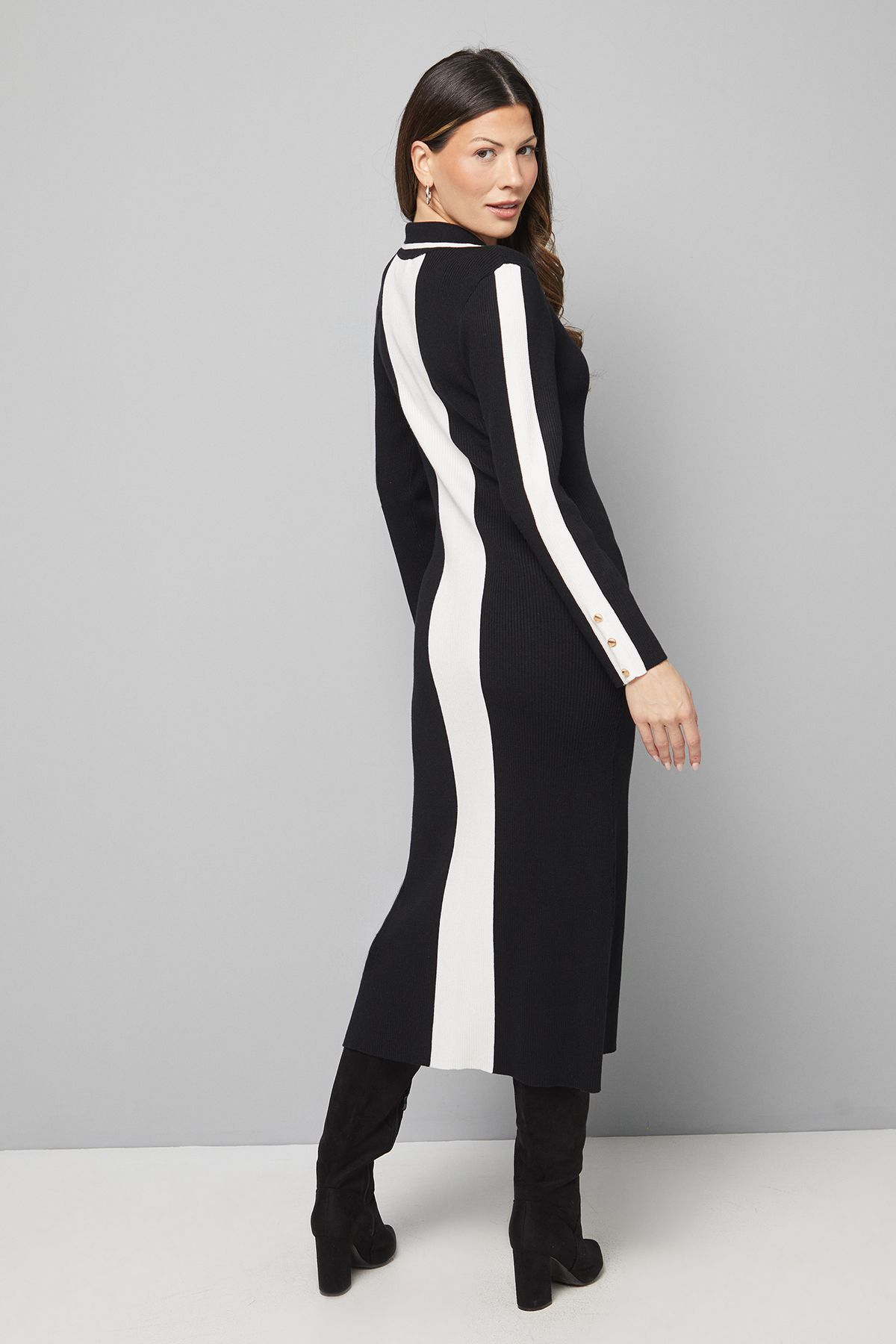 Colour Block Knitted Midi Dress - Image 3
