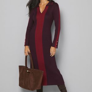 Colour Block Knitted Midi Dress