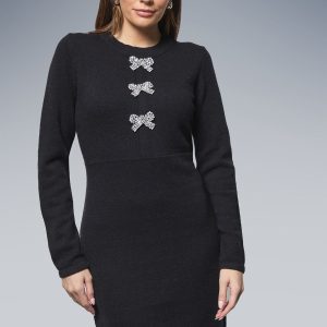 Embellished Bow Fringe Detail Kitted Dress
