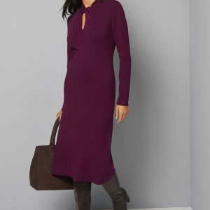 Twist Neck Keyhole Knitted Dress