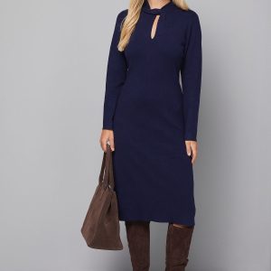 Petite Twist Neck Keyhole Knitted Dress