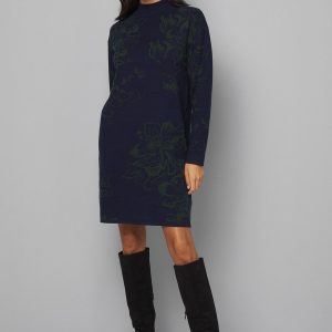 Floral Jacquard Knitted Dress