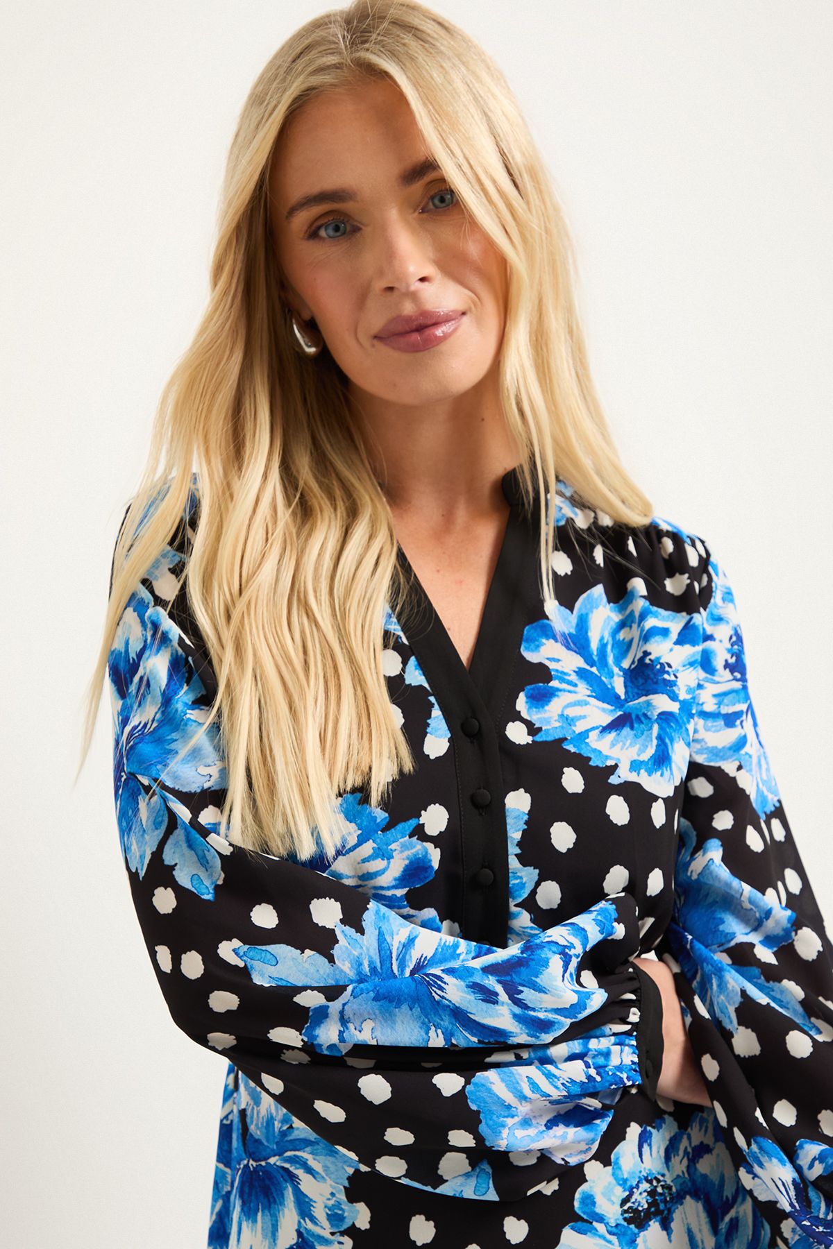 Petite Floral Belted Contrast Midi Dress - Image 4