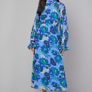 Floral Tie Neck Smock Dress