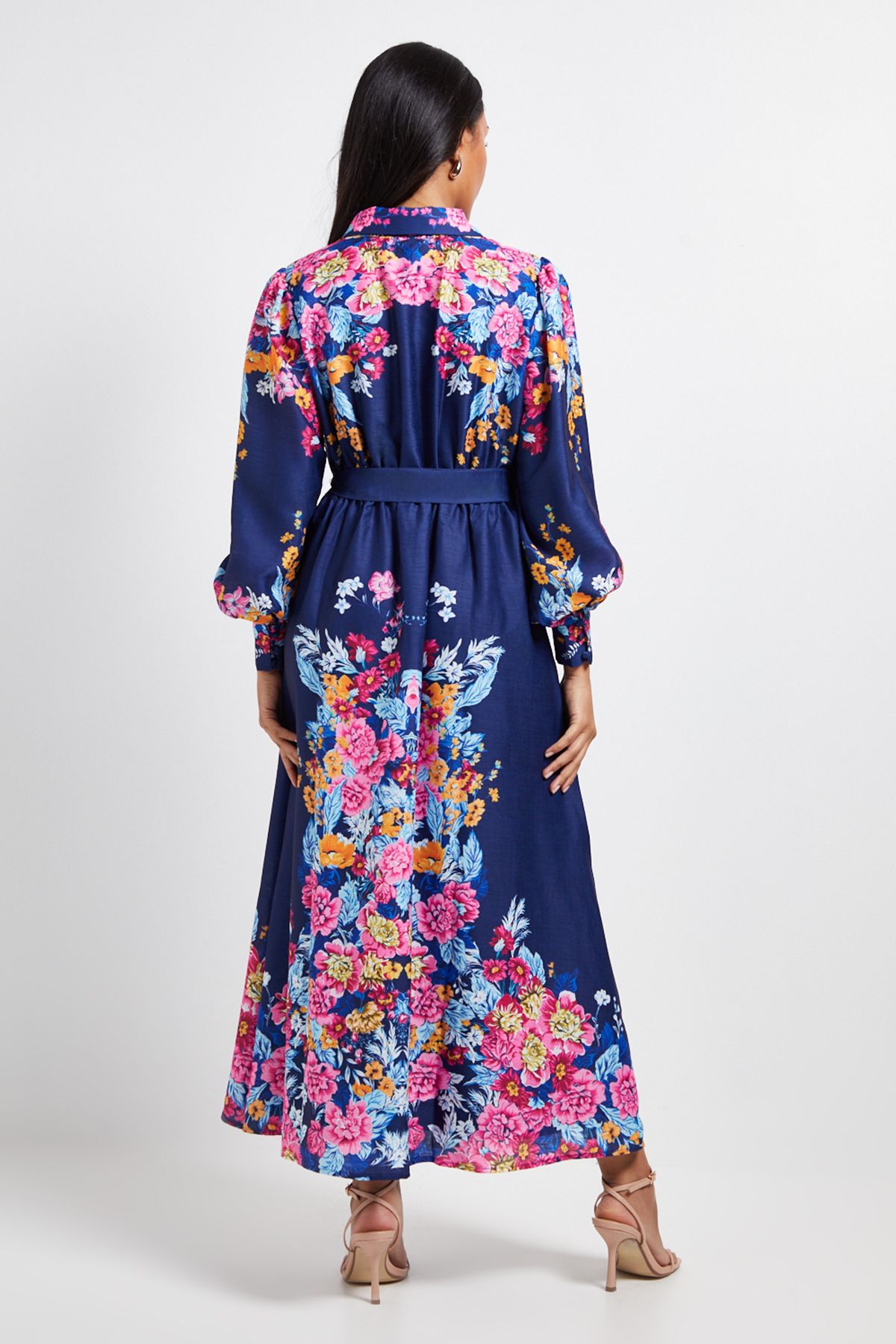 Petite Floral Western Belted Midi Shirt Dress - Image 3
