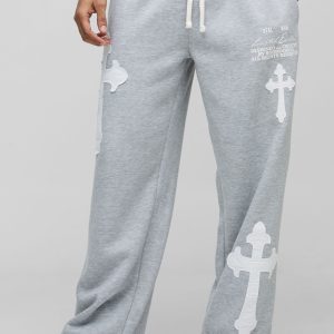 Wide Leg Limited Edition Cross Applique Joggers