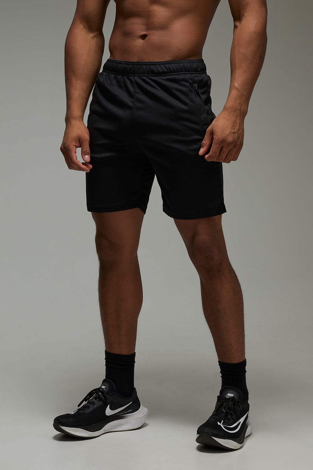 Man Active Zip Pockets Stretch 7inch Gym Short