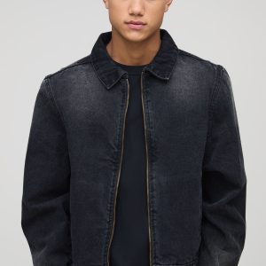 Harrington Washed Black Denim Jacket