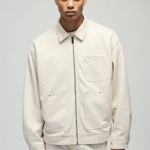 Oversized Croc Faux Suede Collared Carpenter Worker Jacket