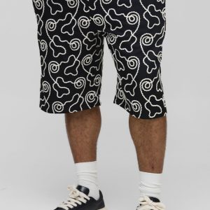 Plus All Over Embroidery Relaxed Fit Shorts
