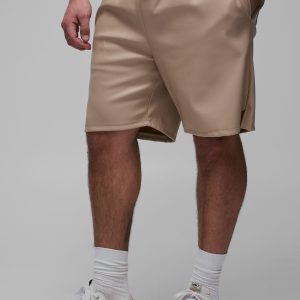 Plus Pleated PU Basketball Shorts