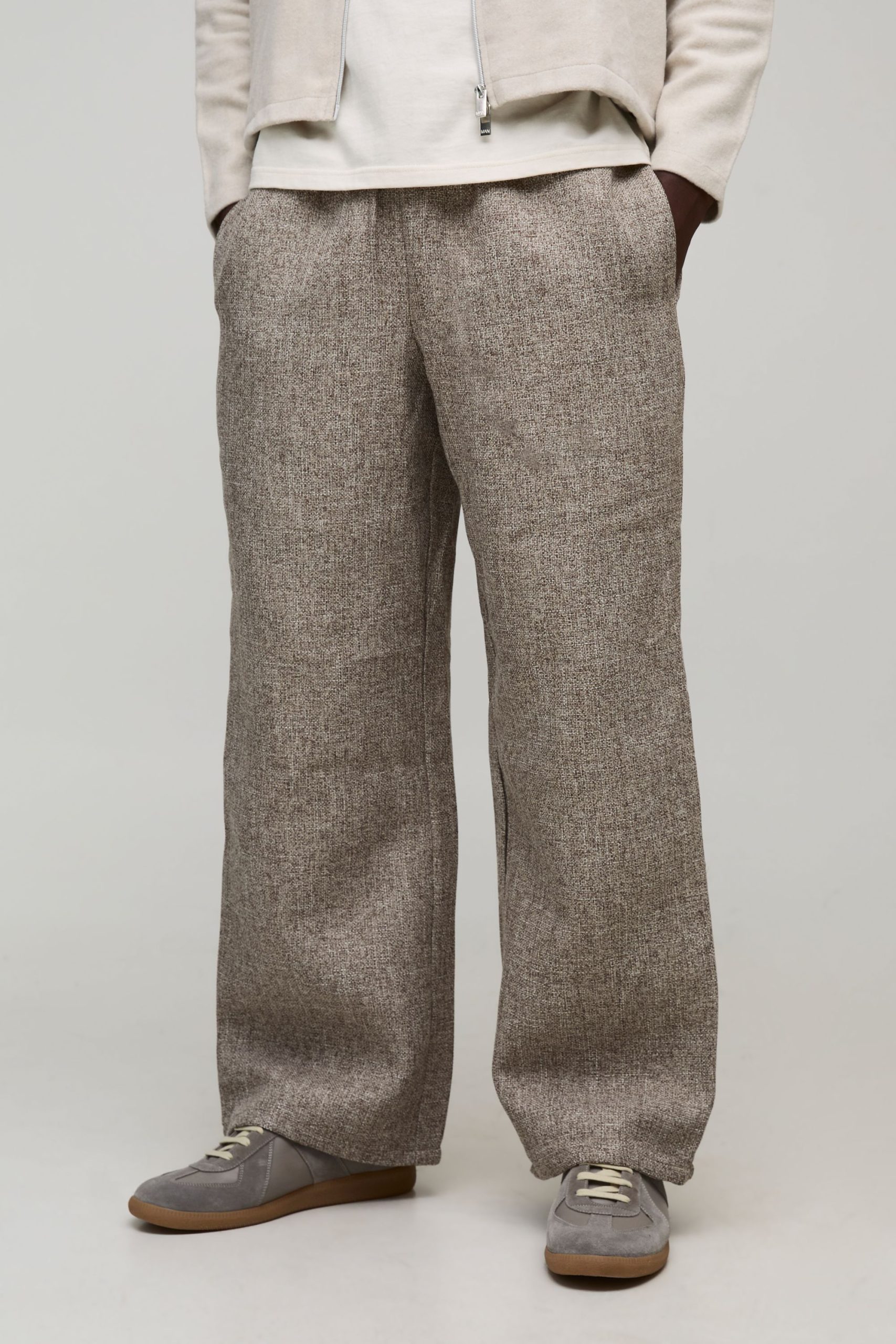 Elasticated Wide Leg Boucle Trousers