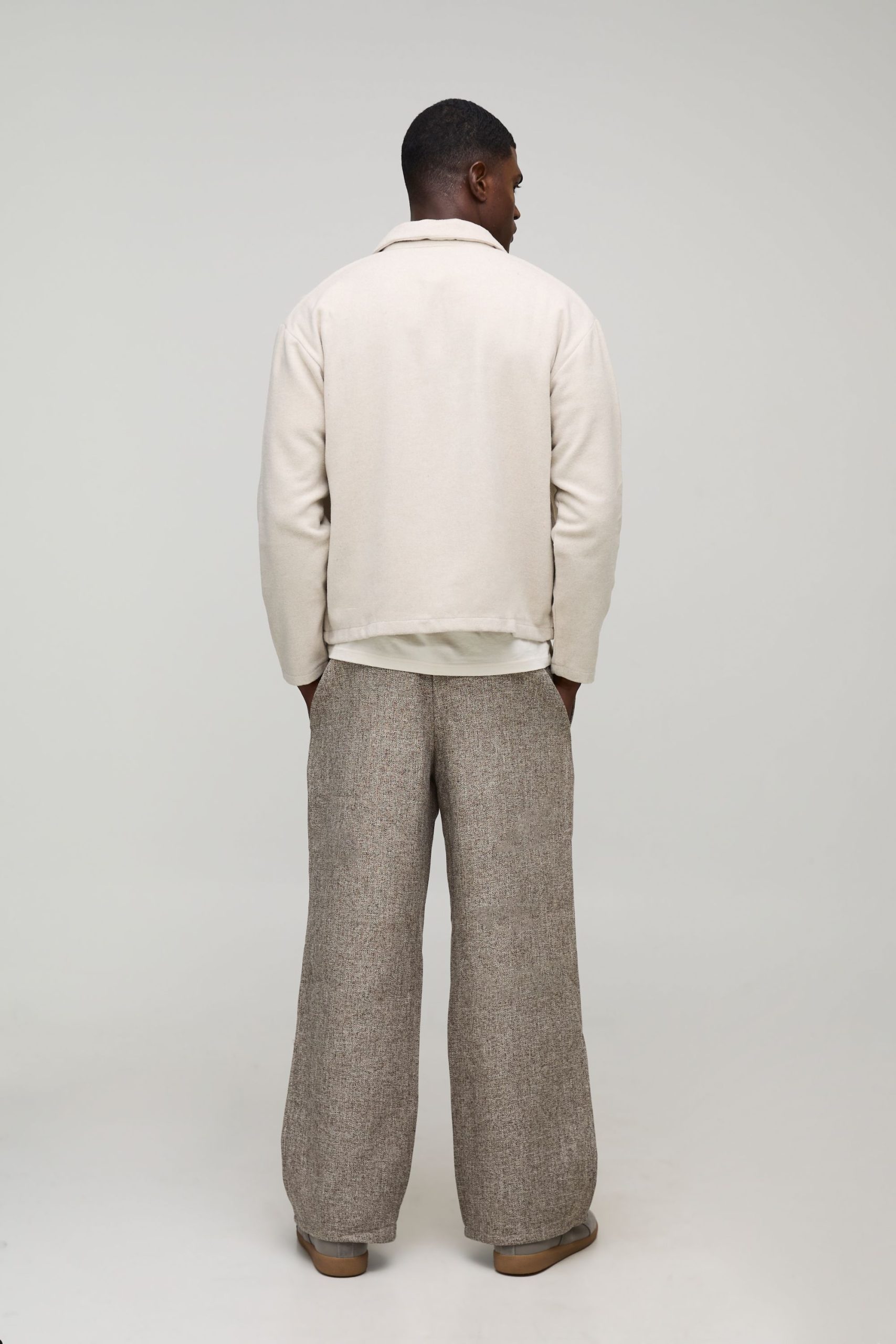 Elasticated Wide Leg Boucle Trousers - Image 2